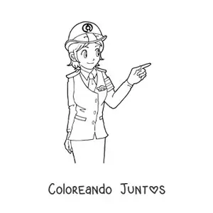 Imagen para colorear de una mujer policía animada