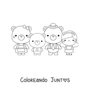 Imagen para colorear de Ricitos de Oro y los tres osos