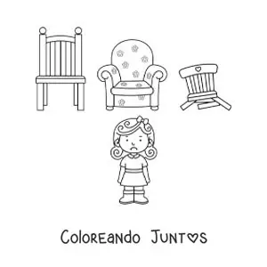 Imagen para colorear de Ricitos de Oro y las sillas de los tres osos