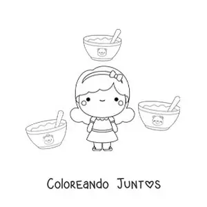Imagen para colorear de Ricitos de Oro y los platos de los tres ositos