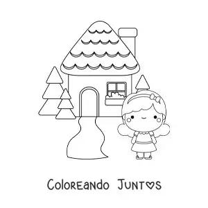 Imagen para colorear de Ricitos de Oro en la casa de los tres ositos