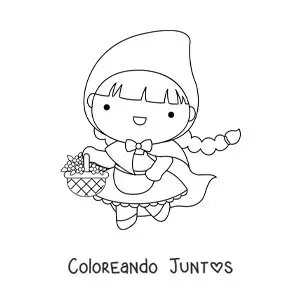 Imagen para colorear de Caperucita Roja con su canasta de flores