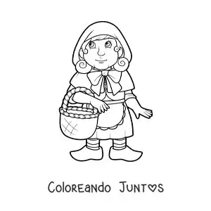 Imagen para colorear de Caperucita Roja con una canasta