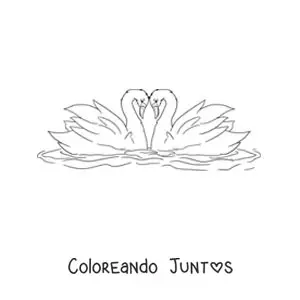 Imagen para colorear de el Patito Feo convertido en cisne enamorado