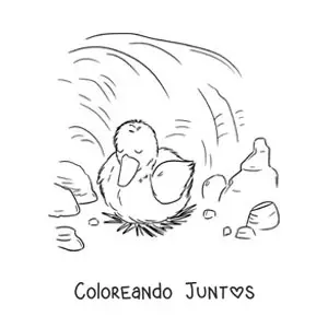Imagen para colorear de el Patito Feo durmiendo solo