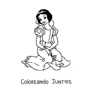 Imagen para colorear de Blancanieves sentada