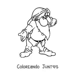 Imagen para colorear de el enanito Gruñón animado
