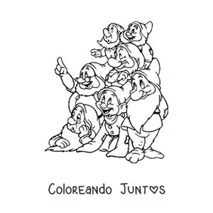 Imagen para colorear de los siete enanos de Blancanieves