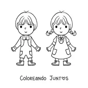 Imagen para colorear de Hansel y Gretel animados fácil