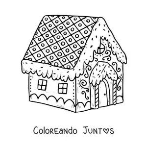 Imagen para colorear de la casa de dulce del cuento de Hansel y Gretel