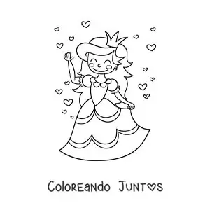 Imagen para colorear de Cenicienta en caricatura con su vestido