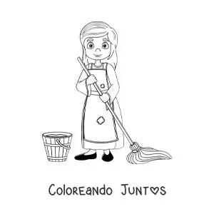 Imagen para colorear de Cenicienta limpiando