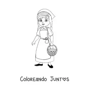 Imagen para colorear de Cenicienta haciendo quehaceres