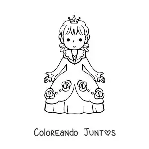 Imagen para colorear de Cenicienta kawaii animada