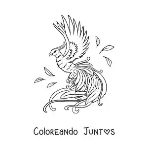 Imagen para colorear de ave fénix volando