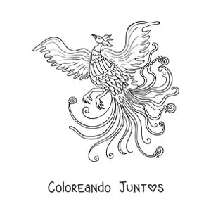 Imagen para colorear de un ave fénix renaciendo