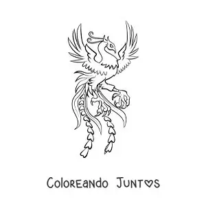 Imagen para colorear de fénix de fuego animado
