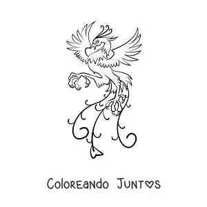 Imagen para colorear de fénix de fuego fácil