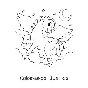 Imagen para colorear de Pegaso mágico volando