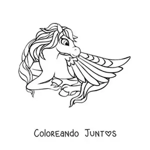 Imagen para colorear de Pegaso alado acostado