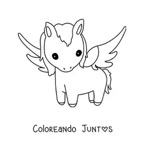 Imagen para colorear de Pegaso alado kawaii