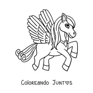 Imagen para colorear de hermoso Pegaso animado
