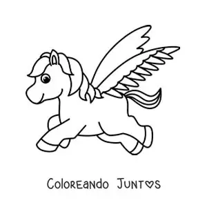 Imagen para colorear de Pegaso fácil volando