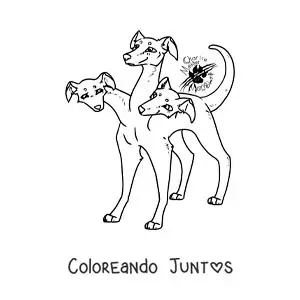 Imagen para colorear de Cerbero de la mitología animado
