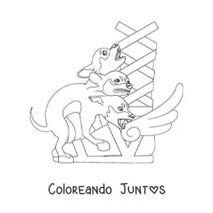 Imagen para colorear de Cerbero cachorro animado tierno