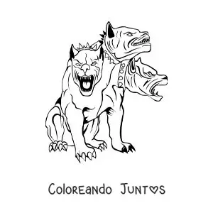 Imagen para colorear de Cerbero el perro del infierno sentado