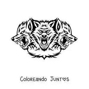 Imagen para colorear de las 3 cabezas de Cerbero