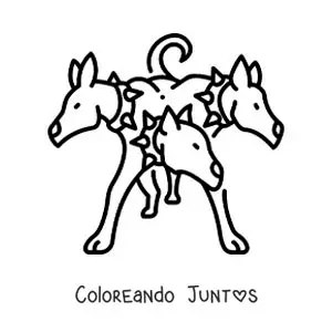 Imagen para colorear de Cerbero el perro de 3 cabezas fácil
