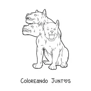 Imagen para colorear de Cerbero con tres cabezas