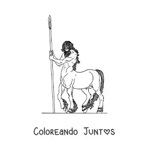 Imagen para colorear de un centauro guerrero realista