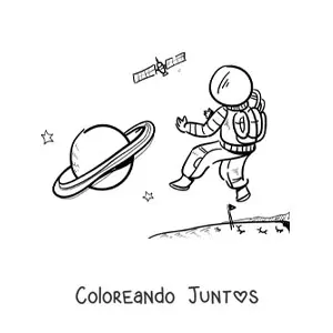 Imagen para colorear de un astronauta en la superficie de Marte