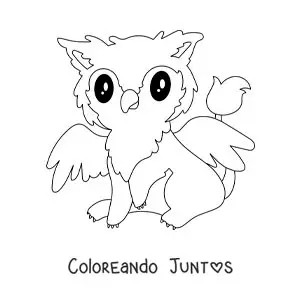 Imagen para colorear de grifo kawaii