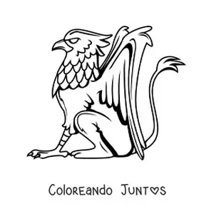 Imagen para colorear de grifo mitológico sentado