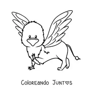 Imagen para colorear de grifo de la mitología animado
