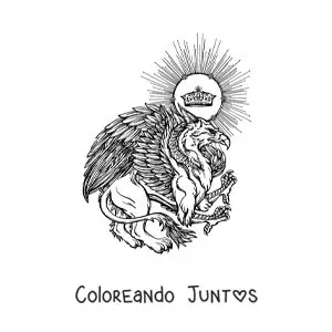 Grifo mitológico realista con una corona