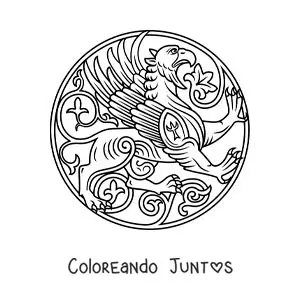 Imagen para colorear de símbolo con un grifo de la mitología