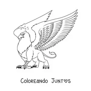 Imagen para colorear de grifo con sus alas desplegadas