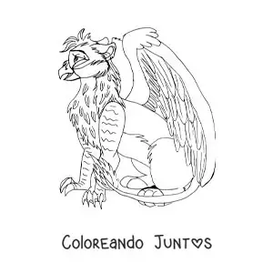 Imagen para colorear de grifo animado sentado
