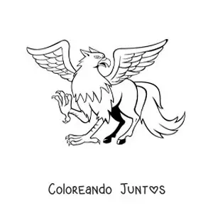 Imagen para colorear de grifo alado caminando