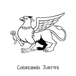 Imagen para colorear de grifo mitológico caminando