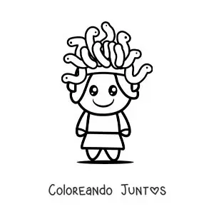 Imagen para colorear de Medusa la diosa animada kawaii
