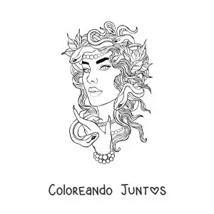 Imagen para colorear de Medusa la diosa griega hermosa