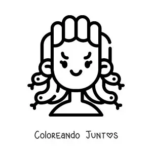 Imagen para colorear de Medusa de la mitología kawaii fácil