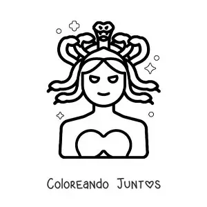Imagen para colorear de Medusa de la mitología animada fácil