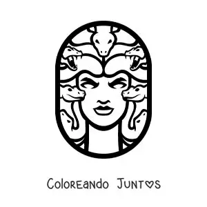 Imagen para colorear de la cabeza de Medusa con serpientes