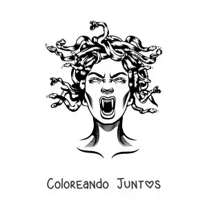 Imagen para colorear de la cabeza de Medusa aterradora